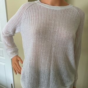 Theory White Mesh Knit Women's Sweater